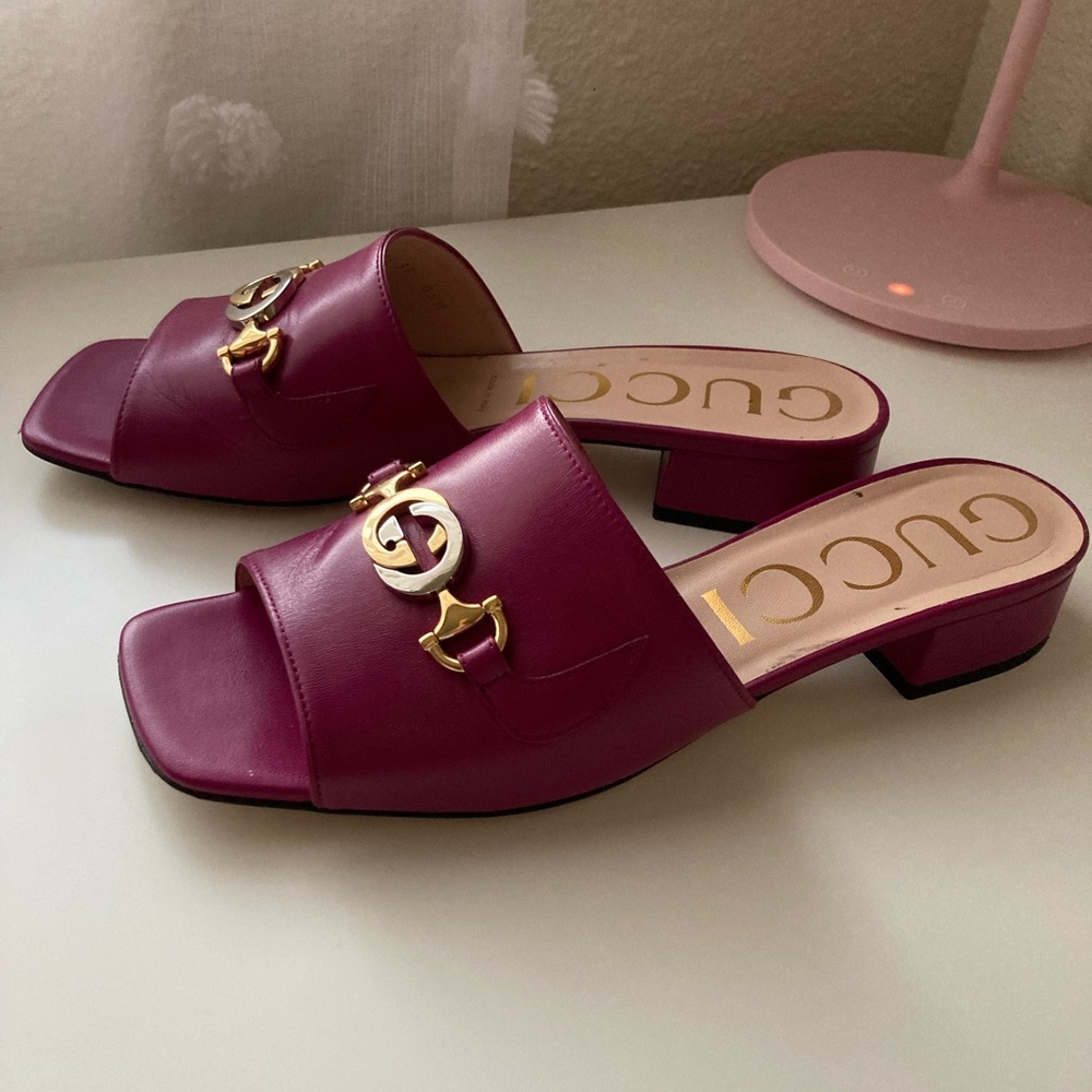 SOLD Authentic Gucci Double G Slide Sandals Fuchsia Pink size 39